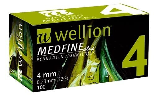 Голки для шприц-ручок Wellion MEDFINE plus одноразові стерильні, 32G (0,23 х 4 мм), 100 штук