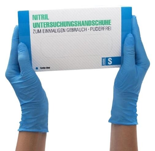 Рукавички оглядові SF Medical Products SFM-Supersoft нітрилові без пудри нестерильні, сині, розмір S, пара