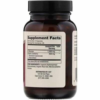 D-манноза та журавлина Dr. Mercola D-Mannose and Cranberry Extract, 60 капсул