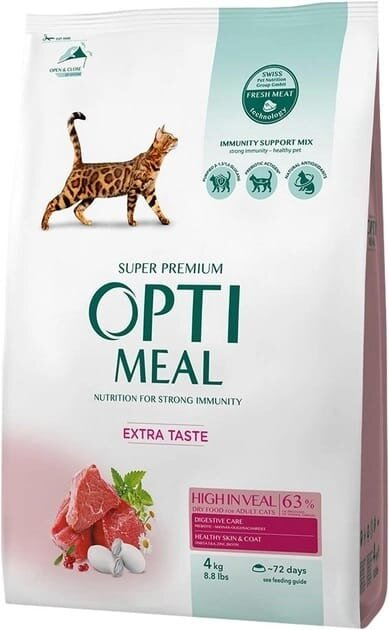 Корм сухий для котів Optimeal з високим вмістом телятини, 4 кг