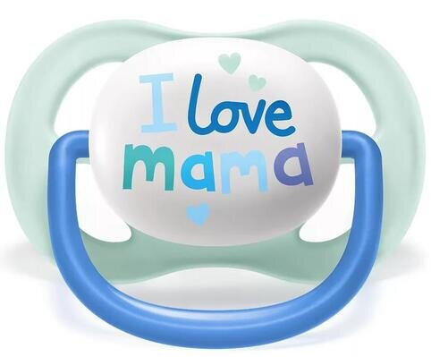 Пустушка силіконова Philips Avent Ultra Air I love SCF080/01 ортодонтична, 0-6 місяців, для хлопчиків, 2 шт