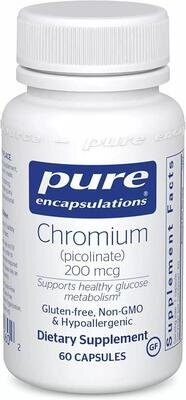 Хром (піколінат) Pure Encapsulations Chromium (picolinate) 200 мкг, 60 капсул