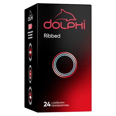 Презервативи Dolphi Ribbed з ребрами, 24 штуки