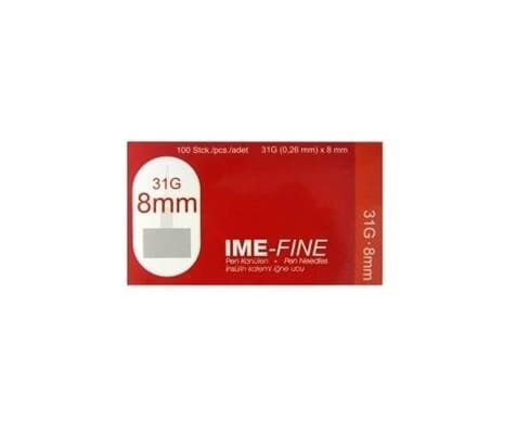 Голки для шприц-ручок Ime-fine одноразові стерильні 31G (0,26 х 8 мм), 100 штук