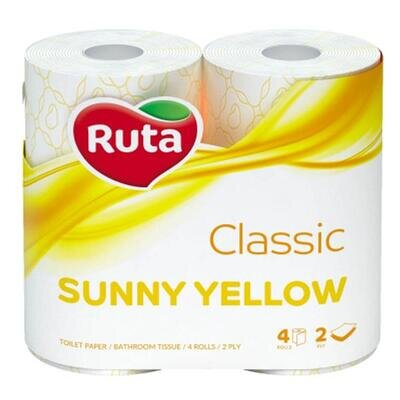 Туалетний папір Ruta Classic 2 шари жовтий, 4 рулони