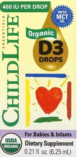 Вітамін Д3 ChildLife Organic Vitamin D3 Drops зі смаком ягід краплі, 6,25 мл