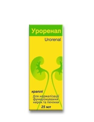 Уроренал краплі по 25 мл у флак.