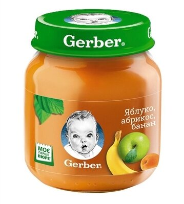 Пюре фруктове Gerber Яблуко, абрикос, банан, 130 г