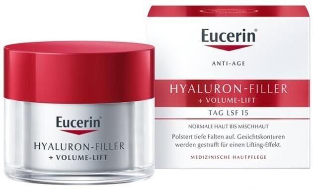 Крем для обличчя Eucerin Hyaluron Filler + Volume Lift SPF15 денний для відновлення контуру обличчя для нормальної і комбінованої шкіри (89761), 50 мл