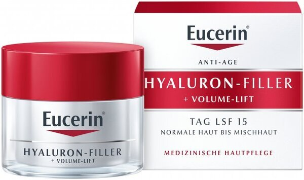 Крем для обличчя Eucerin Hyaluron Filler + Volume Lift SPF15 денний для відновлення контуру обличчя для нормальної і комбінованої шкіри (89761), 50 мл