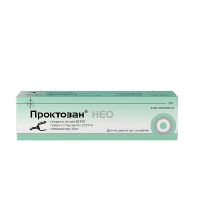 Проктозан нео мазь рект. по 20 г у тубах з аплік.