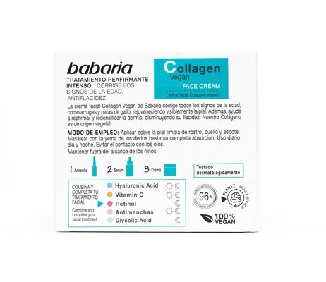 Крем для обличчя Babaria Collagen Vegan з рослинним колагеном омолоджувальний, 50 мл