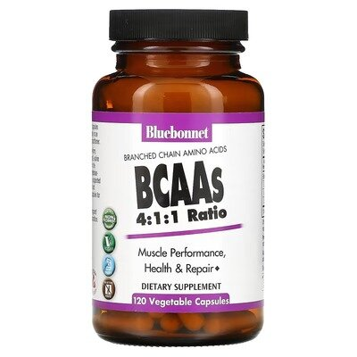 Амінокислота Bluebonnet Nutrition BCAAs 4:1:1 Ratio, 120 рослинних капсул
