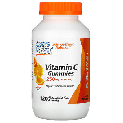 Вітамін С Doctor's Best Vitamin C Gummies з апельсиновим смаком, 120 жувальних таблеток