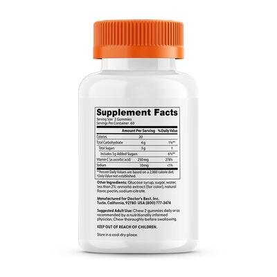 Вітамін С Doctor's Best Vitamin C Gummies з апельсиновим смаком, 120 жувальних таблеток