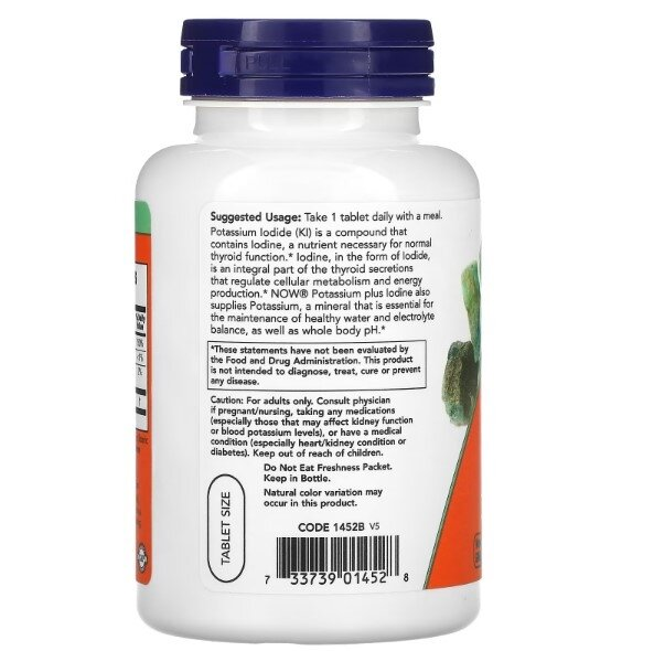 Калій плюс Йод NOW Potassium plus Iodine таблетки №180