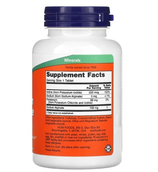 Калій плюс Йод NOW Potassium plus Iodine таблетки №180
