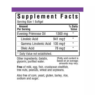 Олія Примули вечірньої Bluebonnet Nutrition Evening Primrose Oil 1300 мг жел. капсули №60