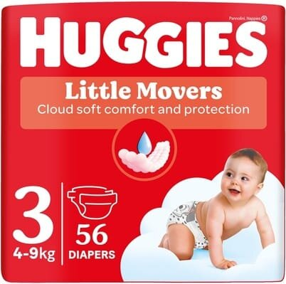 Підгузки дитячі Huggies Little Movers розмір 3, 4-9 кг, 56 шт