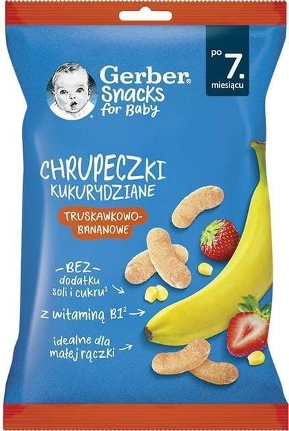 Снеки Gerber кукурудзяні з полуницею та бананом для дітей із 7 місяців, 28 г