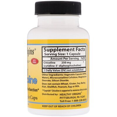 Когніцін цитиколіну Healthy Origins Cognizin Citicolinee 250 мг, 60 капсул