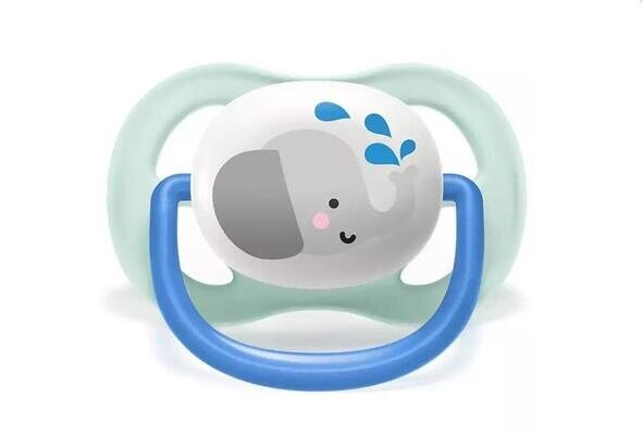 Пустушка силіконова Philips Avent Ultra Air Animal SCF080/05 ортодонтична, для хлопчиків, 0-6 місяців, 2 шт