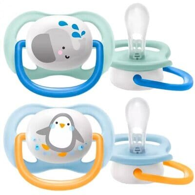 Пустушка силіконова Philips Avent Ultra Air Animal SCF080/05 ортодонтична, для хлопчиків, 0-6 місяців, 2 шт