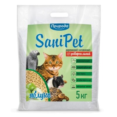 Наповнювач універсальний Природа PR240794 Sani Pet дерев'яний яблуко, 5 кг