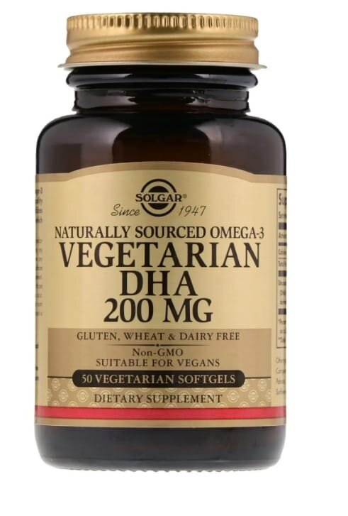 Омега-3 вегетаріанський ДГК Solgar Omega-3 Vegetarian DHA 200 мг вег. капсули №50