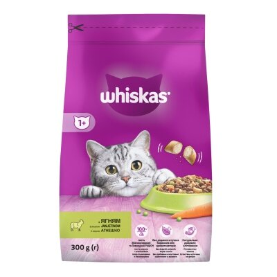 Корм сухий Whiskas для дорослих кішок з ягнятком, 300 г