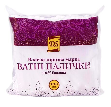 Ватні палички D.S. в пакеті, 100 штук