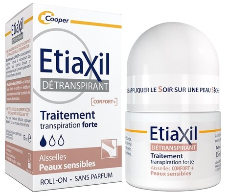 Дезодорант-антиперспірант кульковий Etiaxil Confort Plus від підвищеного потовиділення для чутливої шкіри, 15 мл