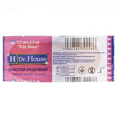 Пластир медичний Dr. House на нетканій основі, 7,2 см х 2,5 см, 1 штука