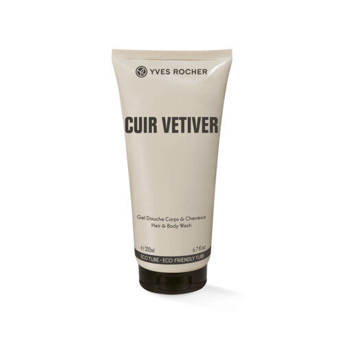 Гель для тіла та волосся Yves Rocher Cuir Vetiver парфумований, 200 мл
