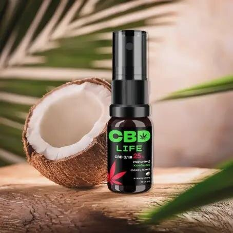 Канабідіол CBD life Олія 25%, спрей оральний зі смаком кокосу по 10 мл у флаконі