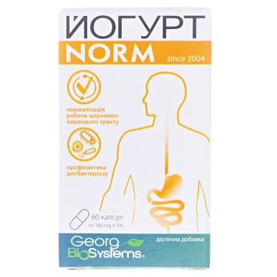 Йогурт Norm капсули по 180 мг №60 у бан. полім.