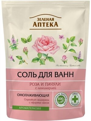 Сіль для ванн Зелена Аптека Троянда і пачулі дой-пак, 500 г