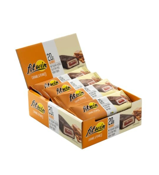 Батончик FitWin протеїновий з начинкою карамельний арахіс, 12 шт по 60 г