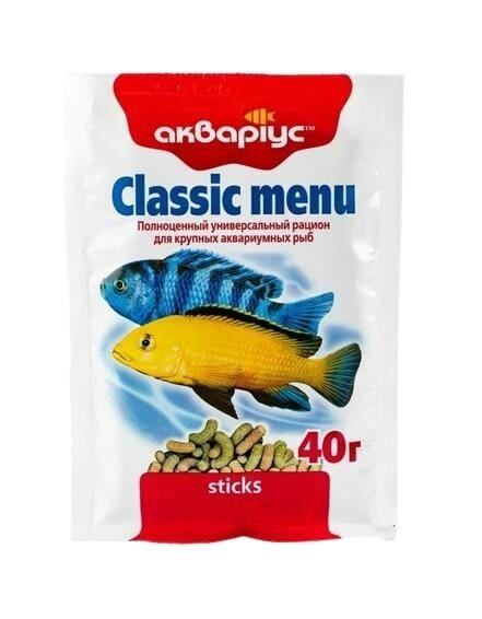 Корм сухий Акваріус Classic Menu для риб у паличках, 40 г