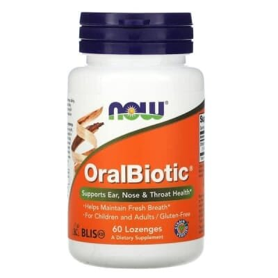 ОралБіотик NOW OralBiotic для здоров'я вух, носа та горла льодяники №60