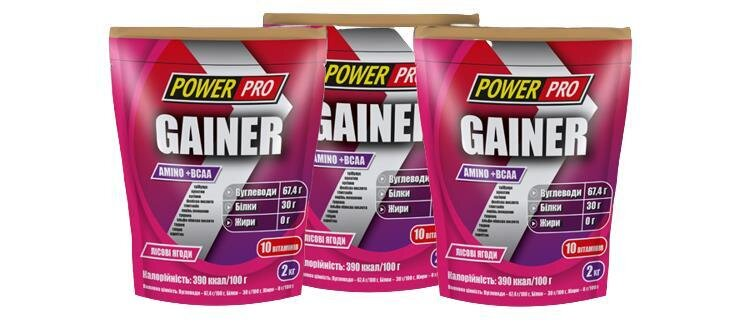 Гейнер Power Pro Gainer лісова ягода, 2 кг