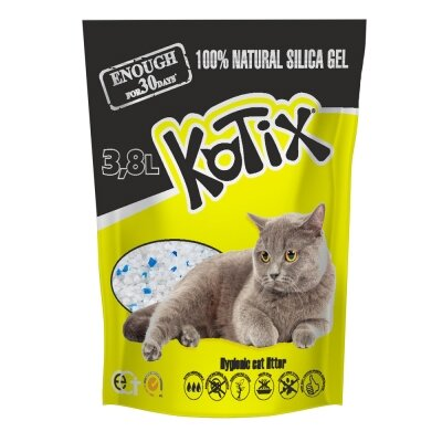 Наповнювач для котячого туалету Kotix силікагелевий поглинаючий, 3,8 л (1,8 кг)