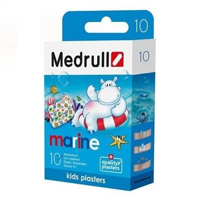 Набір пластирів медичних Medrull Marine на полімерній основі, 1,9 см х 7,2 см, 10 штук