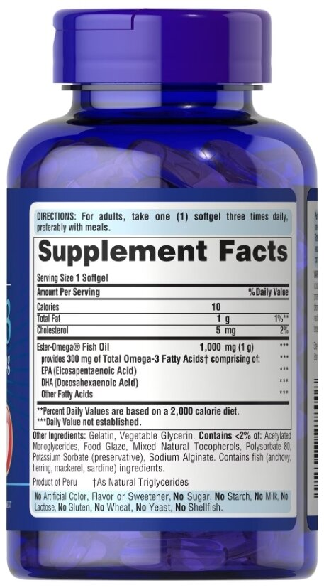 Омега-3 Puritan's Pride Omega-3 Fish Oil 1000 мг, 100 м'яких капсул