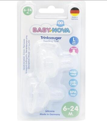 Соска силіконова Baby-Nova 14221 кругла з широкою шийкою для каші, 2 шт