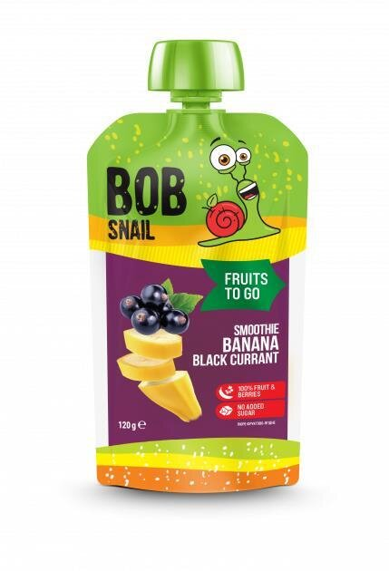 Пюре фруктове Bob Snail Fruits To Go Смузі Банан-Чорна смородина, пастеризоване, 120 г
