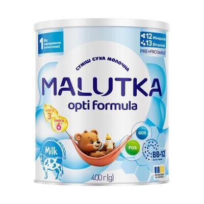 Суміш суха молочна Malutka Opti Formula 1 для харчування дітей від народження (початкова), 400 г