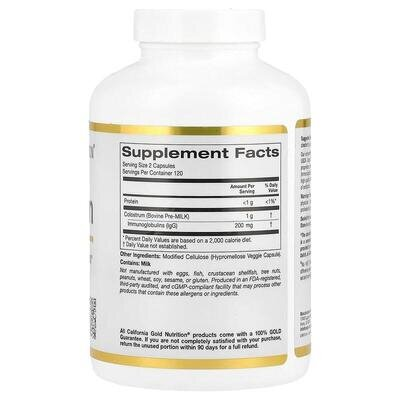 Молозиво California Gold Nutrition Colostrum, 240 рослинних капсул