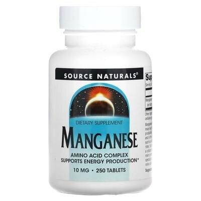 Марганець Source Naturals Manganese 10 мг, 250 таблеток