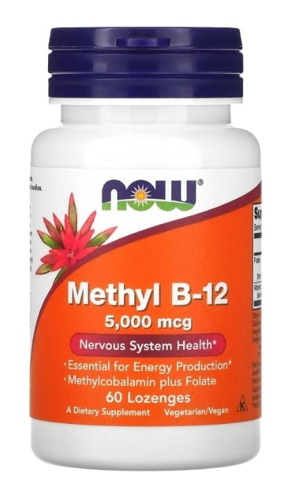 Метил В-12 NOW Methyl B-12 5000 мкг льодяники №60